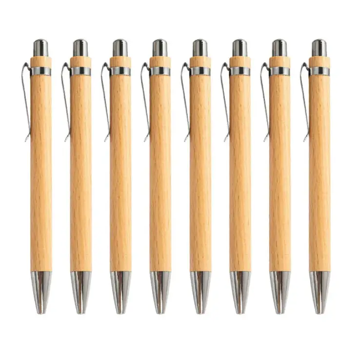 2/4/8Pcs Set Bamboo Wood Ballpoint Pen 1.0mm Bullet Tip Blue Black Ink Business Signature Ball Pen Office Writing Stationery - Image 3