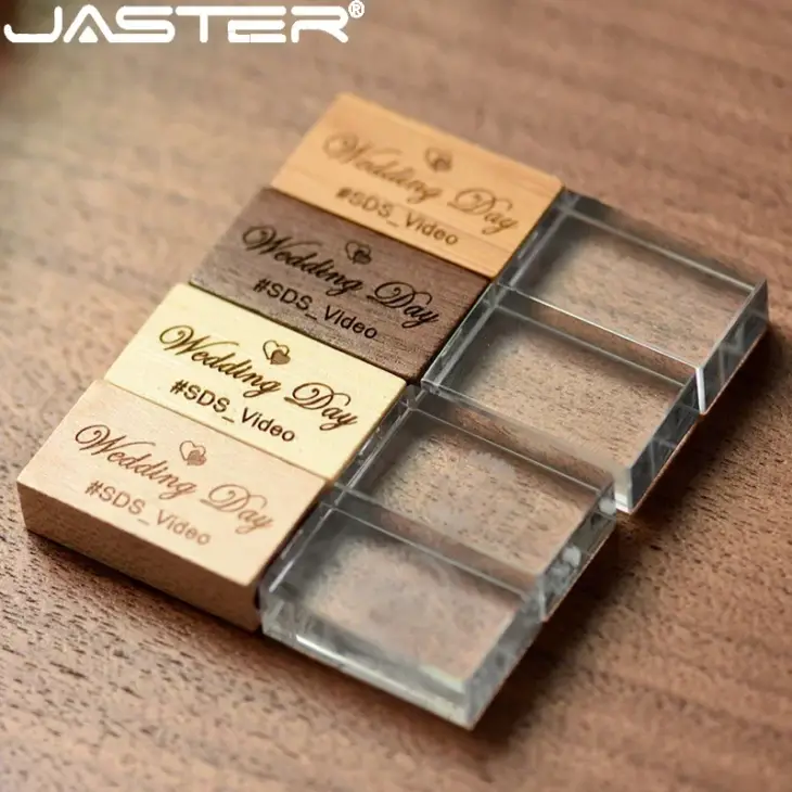 JASTER Crystal Wooden usb flash drive pen drive U disk memory stick pendrive 4GB 8GB 16GB 32GB 64GB wedding gift thumb drive - Image 4