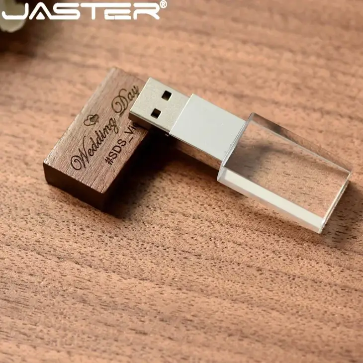 JASTER Crystal Wooden usb flash drive pen drive U disk memory stick pendrive 4GB 8GB 16GB 32GB 64GB wedding gift thumb drive - Image 5