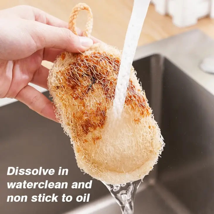 Loofah dish towel does not hurt the pan sponge, oil stain removing cloth, silk gourd pulp pan brush - Image 4