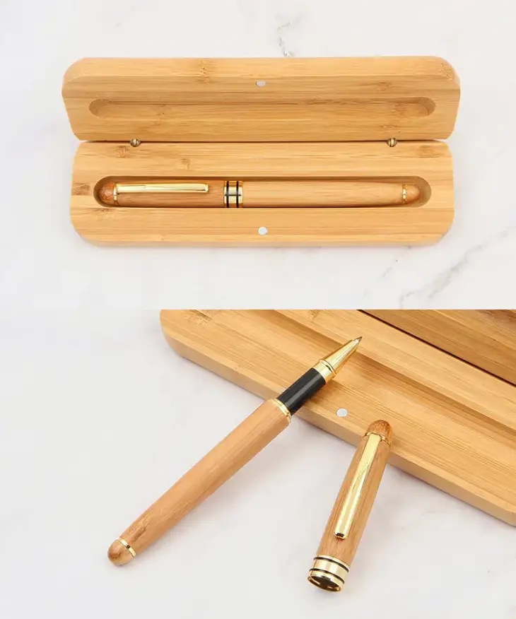 New Bamboo Wooden stationery students Business office Ballpoint Pen And Gift Box Elegant Fancy Nice Pens Christmas Gift Pen Set - Image 5