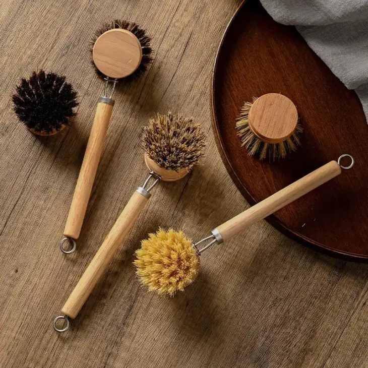 Replaceable dish brush Long wooden handle Household Cleaning Brush Useful things for kitchen Cleaning Tool