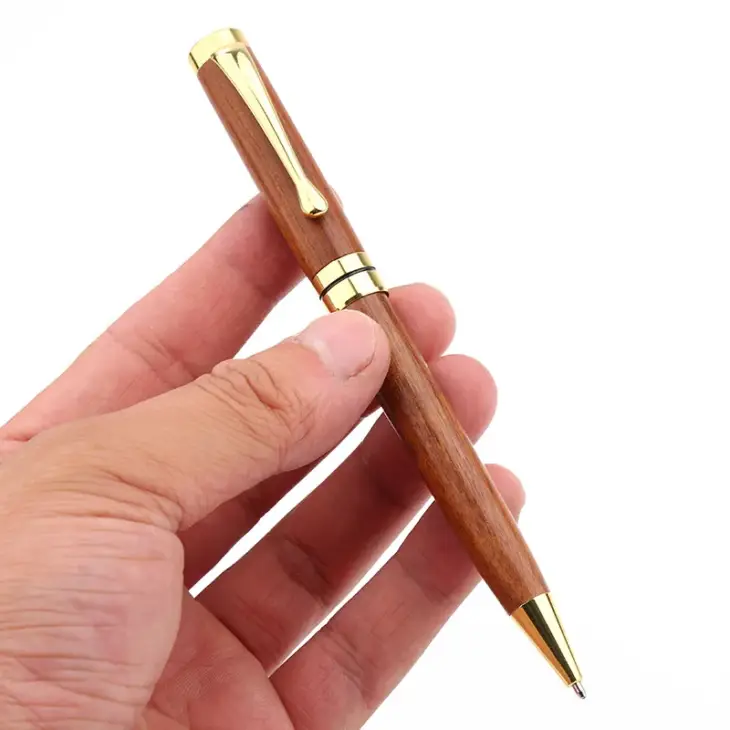 Retro Sandalwood Roll Ball Pen 0.7mm Gold Silver Metal Clip Ballpoint Pen Replaceable Refills Wooden Pen Luxury Stationery Gifts - Image 3