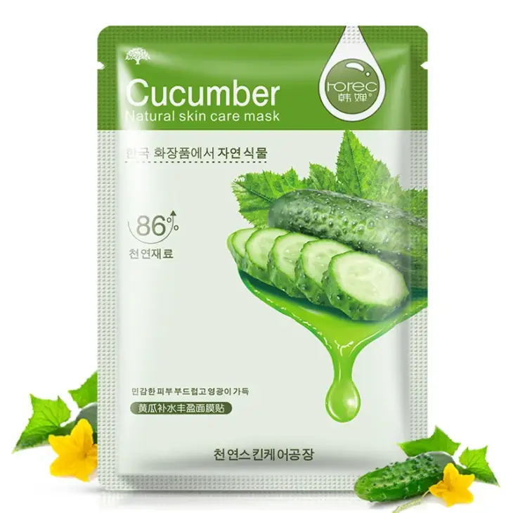 Skin Care Natural Fruit Plant Facial Mask Moisturizing Oil-Control Blueberry Cucumber Pomegranate Fruit Aloe Sheet Face Mask - Image 5